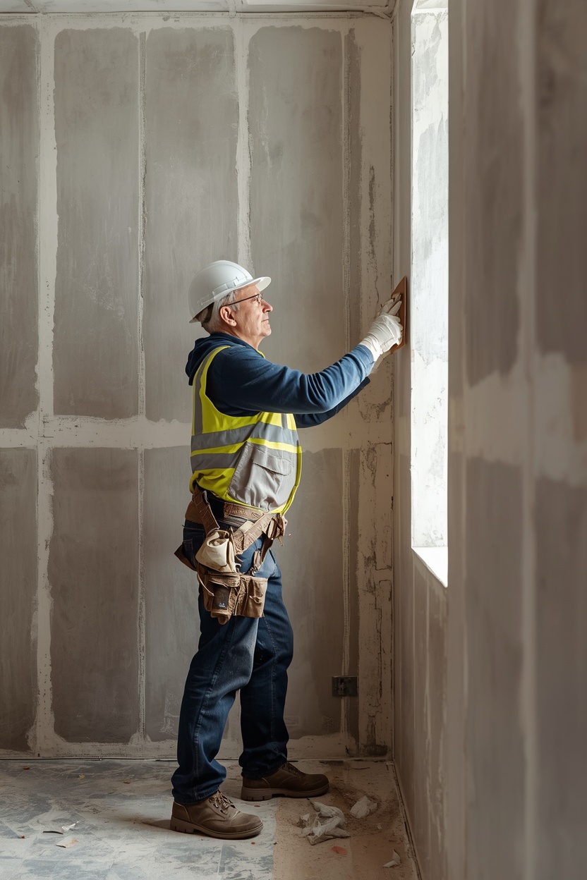 Professional drylining contractor at work